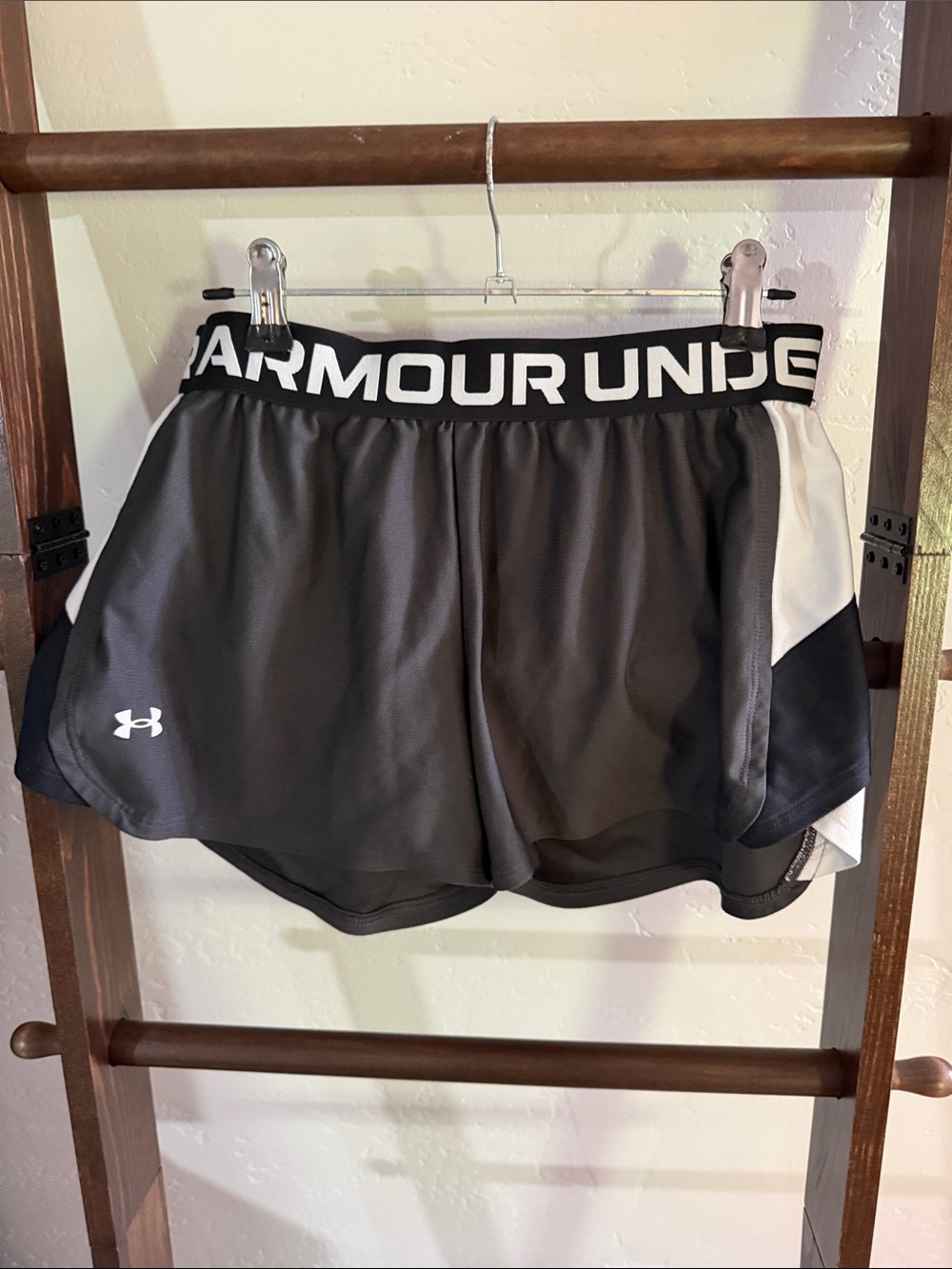 Under Armour Black Athletic Running Shorts with White Side Panel
